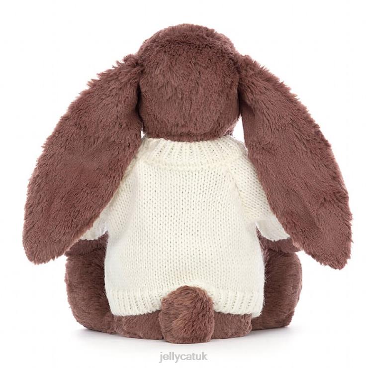 Jellycat Toy V248Z513 Bashful Fudge Bunny with Personalised Cream Jumper Chocolate