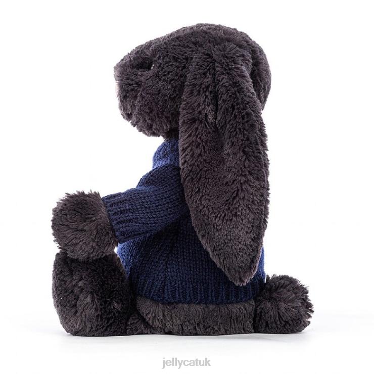 Jellycat Toy V248Z514 Bashful y Bunny with Personalised Navy Jumper Ink