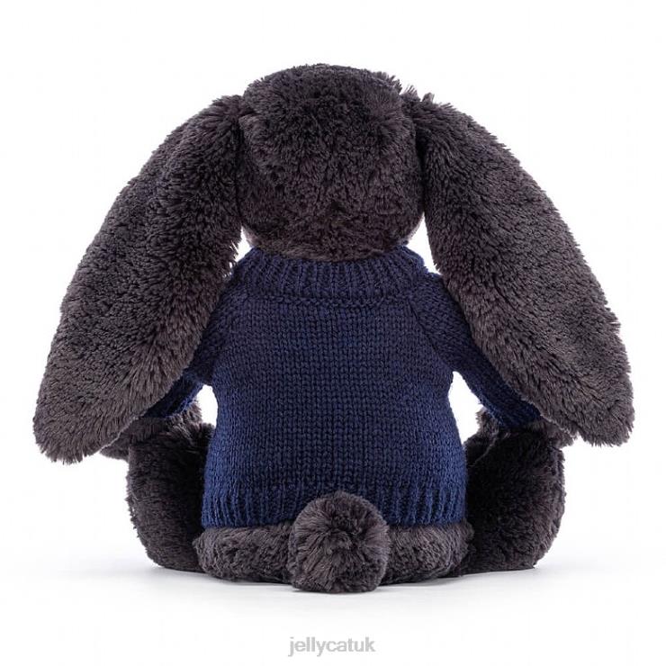 Jellycat Toy V248Z514 Bashful y Bunny with Personalised Navy Jumper Ink