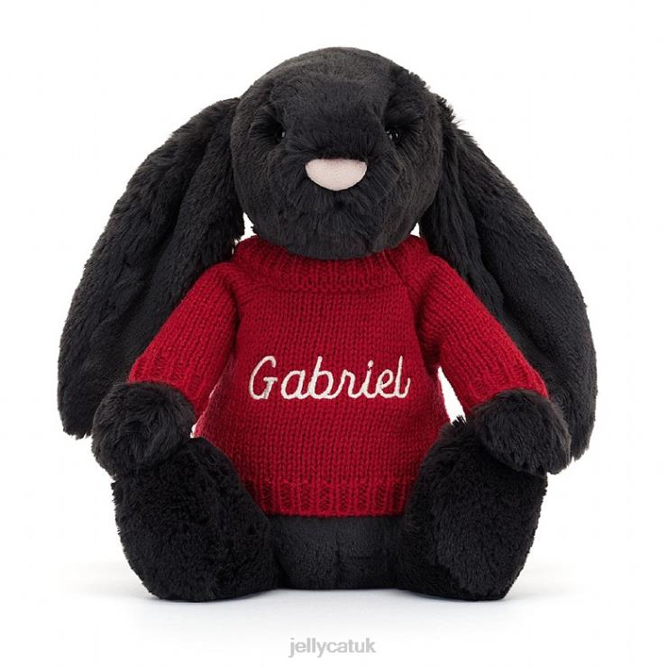 Jellycat Toy V248Z519 Bashful y Bunny with Personalised Red Jumper Ink