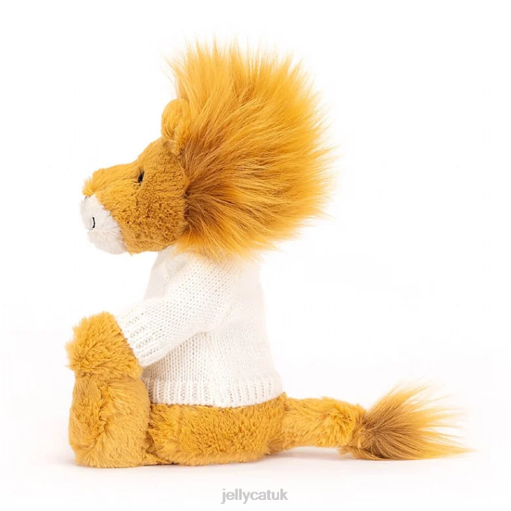 Jellycat Toy V248Z539 Bashful Lion with Personalised Cream Jumper Yellow