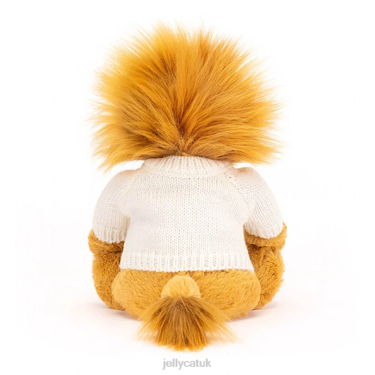 Jellycat Toy V248Z539 Bashful Lion with Personalised Cream Jumper Yellow