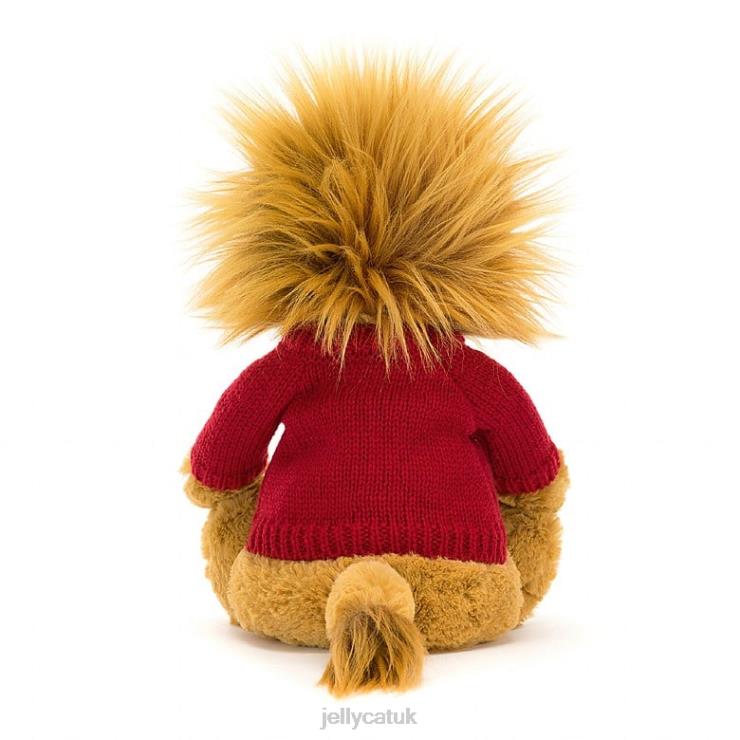 Jellycat Toy V248Z546 Bashful Lion with Personalised Red Jumper Yellow