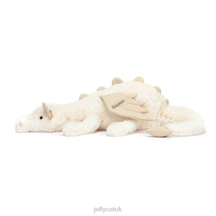 Jellycat Toy V248Z570 Personalised Snow Dragon Huge White