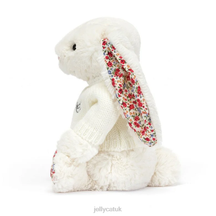 Jellycat Toy V248Z594 Blossom Bunny with Personalised Jumper Cream