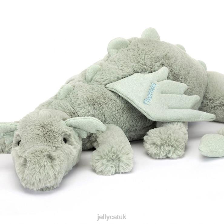 Jellycat Toy V248Z646 Personalised Sage Dragon Huge Pale Green