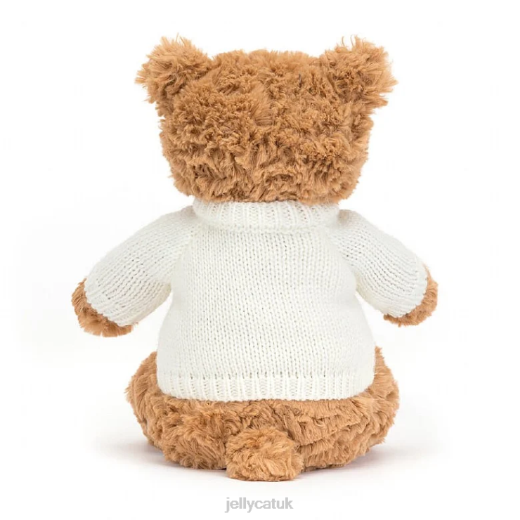 Jellycat Toy V248Z89 Bartholomew Bear with Personalised Cream Jumper Brown