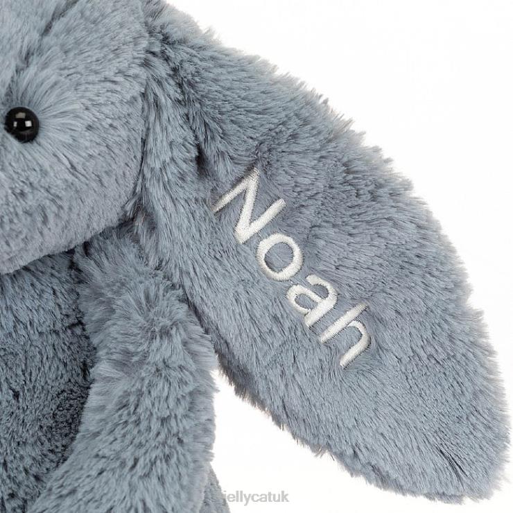 Jellycat Toy V248Z91 Personalised Bashful Dusky Bunny Medium Blue