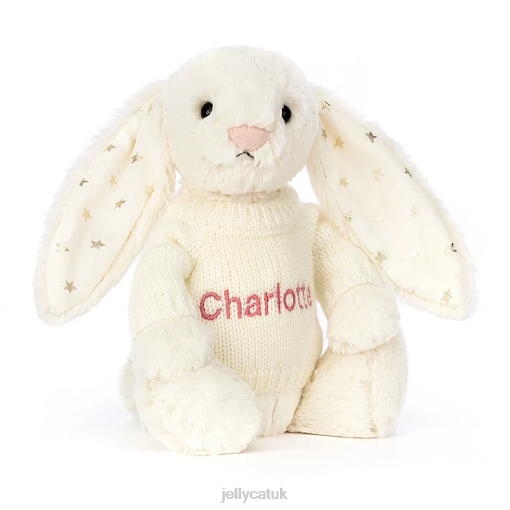 Jellycat Toy V248Z188 Bashful Twinkle Bunny with Personalised Jumper Cream