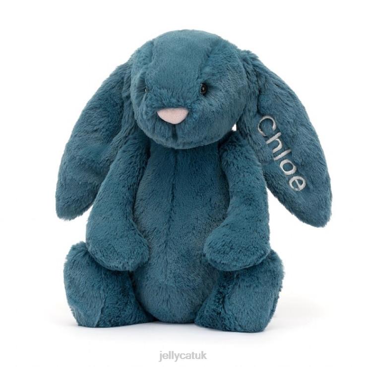 Jellycat Toy V248Z346 Personalised Bashful Mineral Blue Bunny Medium Colbalt Blue