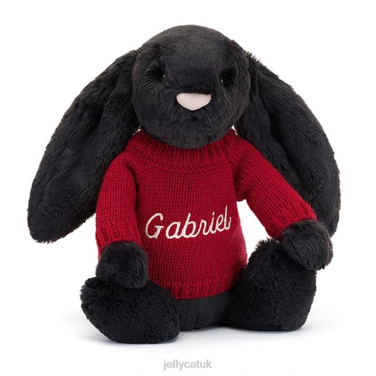 Jellycat Toy V248Z519 Bashful y Bunny with Personalised Red Jumper Ink