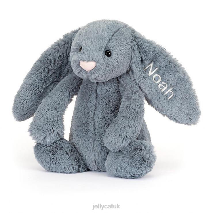 Jellycat Toy V248Z91 Personalised Bashful Dusky Bunny Medium Blue