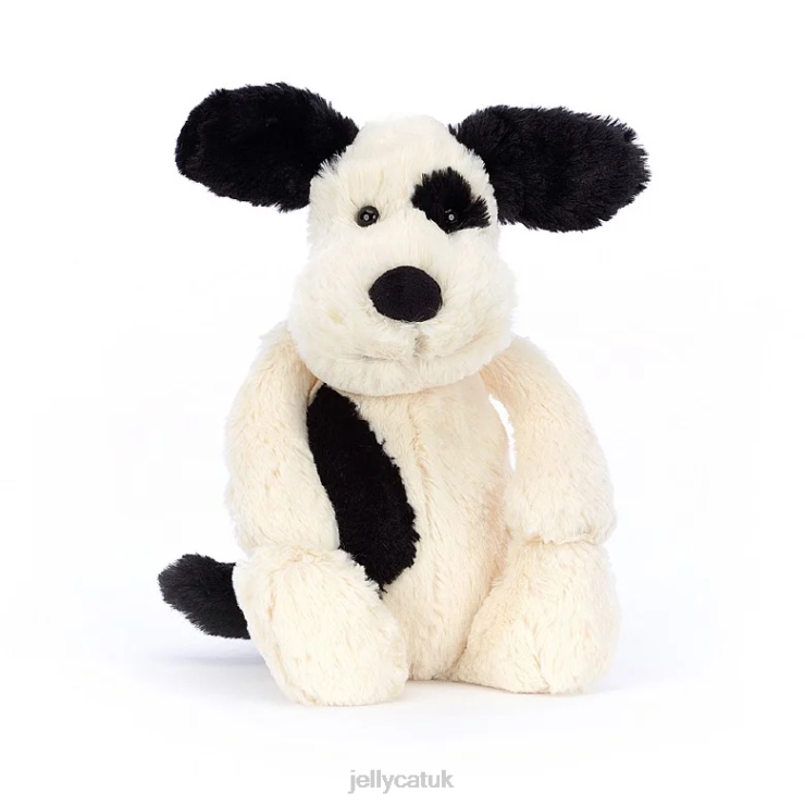 Jellycat Toy V248Z162 Bashful Black & Cream Puppy Black and White