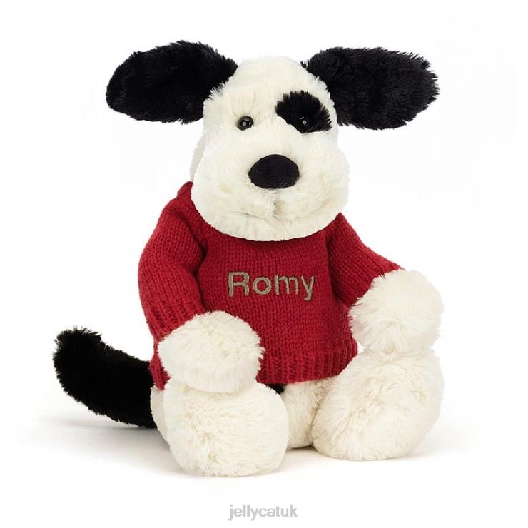 Jellycat Toy V248Z171 Bashful Black & Cream Puppy Black and White