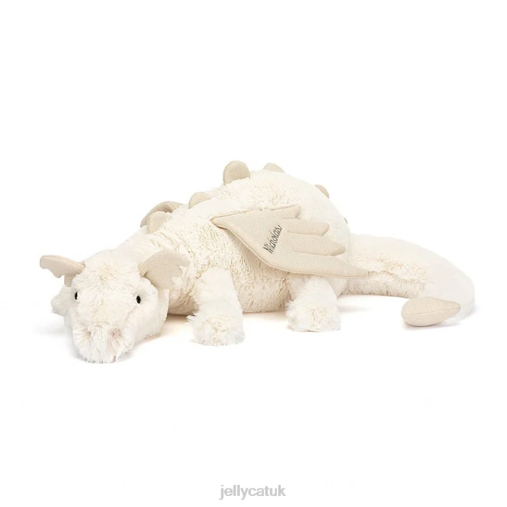 Jellycat Toy V248Z570 Personalised Snow Dragon Huge White