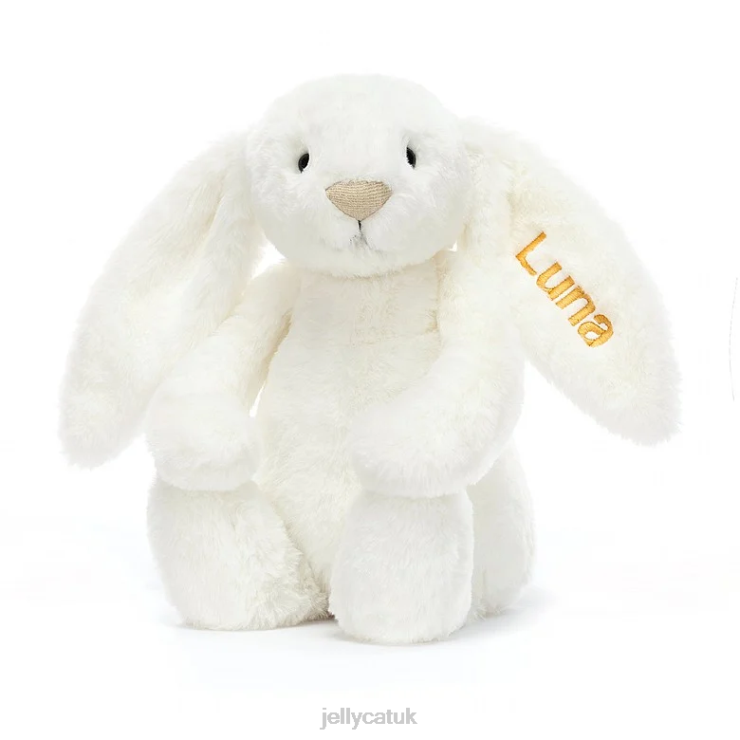 Jellycat Toy V248Z228 Personalised Bashful Luxe Bunny Luna Medium White