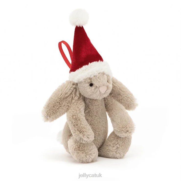 Jellycat Toy V248Z347 Bashful Christmas Bunny Decoration Beige