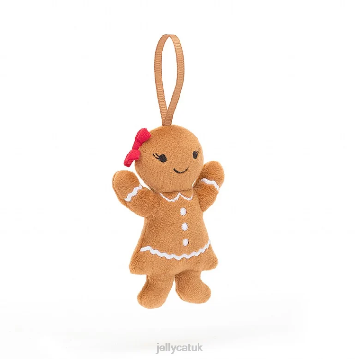 Jellycat Toy V248Z627 Festive Folly Gingerbread Ruby Beige