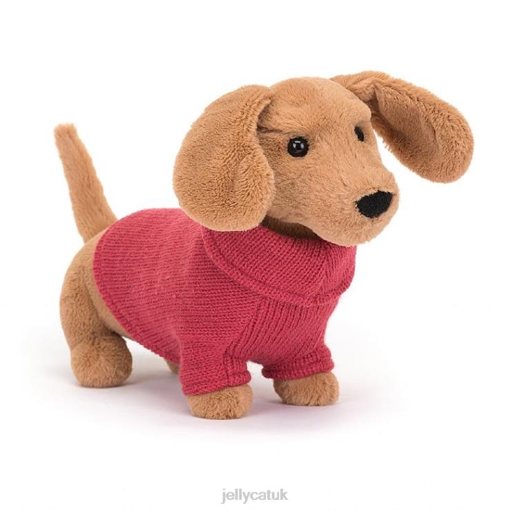 Jellycat Toy V248Z202 Sweater Sausage Dog Pink Honey