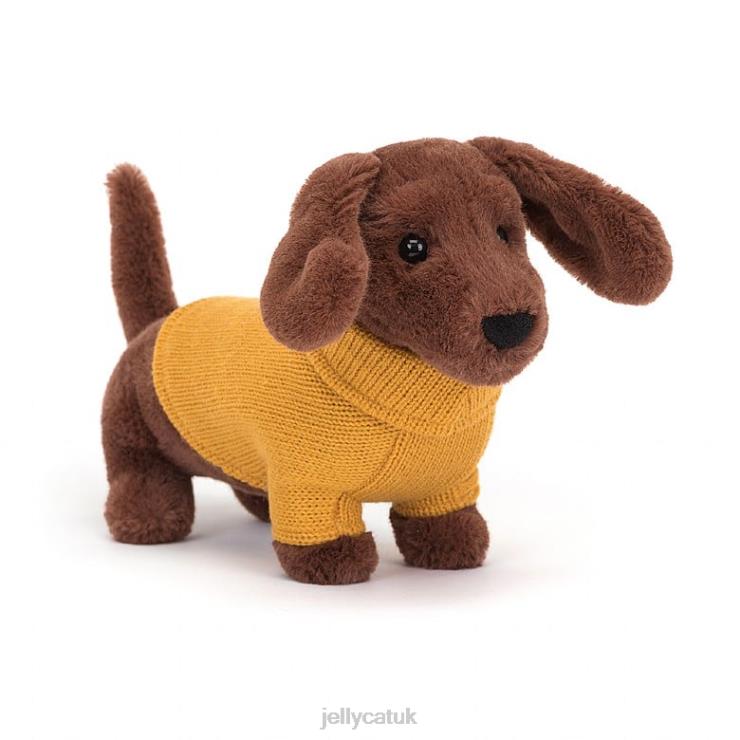 Jellycat Toy V248Z210 Sweater Sausage Dog Yellow Brown